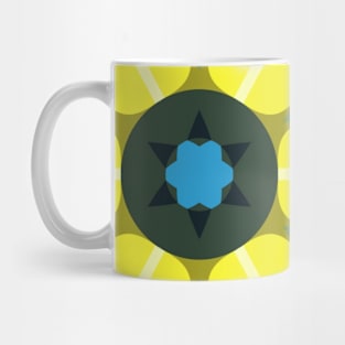 Retro Mandala Flower Blue and Yellow Mug